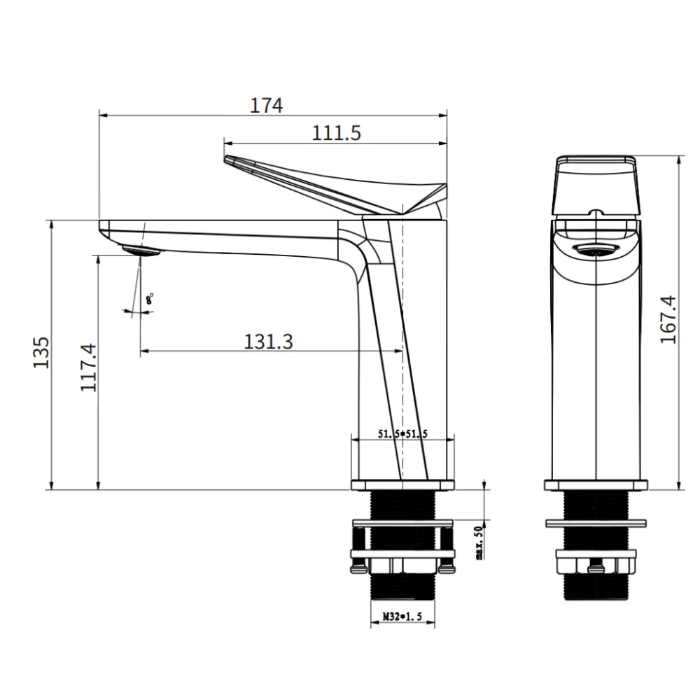 VÒI LAVABO KLAROS F8801T-GG